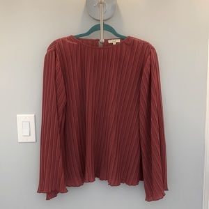 Easel S Pleated Brick Red Blouse